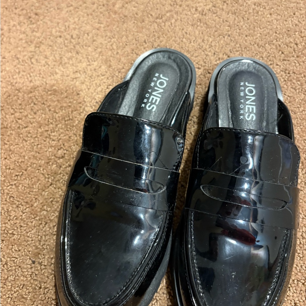 Jones New York Glossy Black Slip-On Loafers